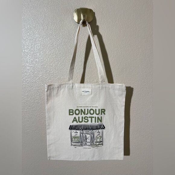 Sezane Octobre Edition
Cream Tote Bag with Green Print - Picture 1 of 9